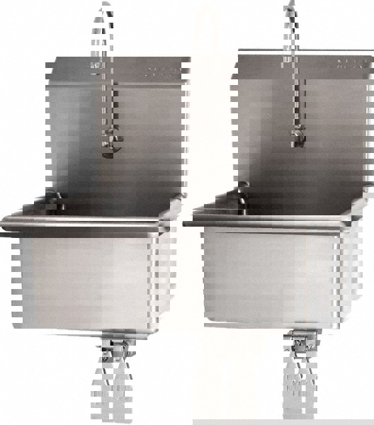 Hand Sink: Wall Mount, Double Knee Valve Faucet, 304 Stainless Steel